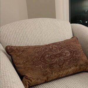 Restoration hardware Decorative Brown Paisley Lumbar Throw Pillow down filled
